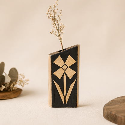 Quiet Bloom - Mini handcrafted wooden vase