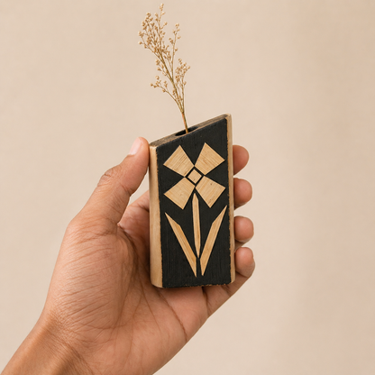 Quiet Bloom - Mini handcrafted wooden vase