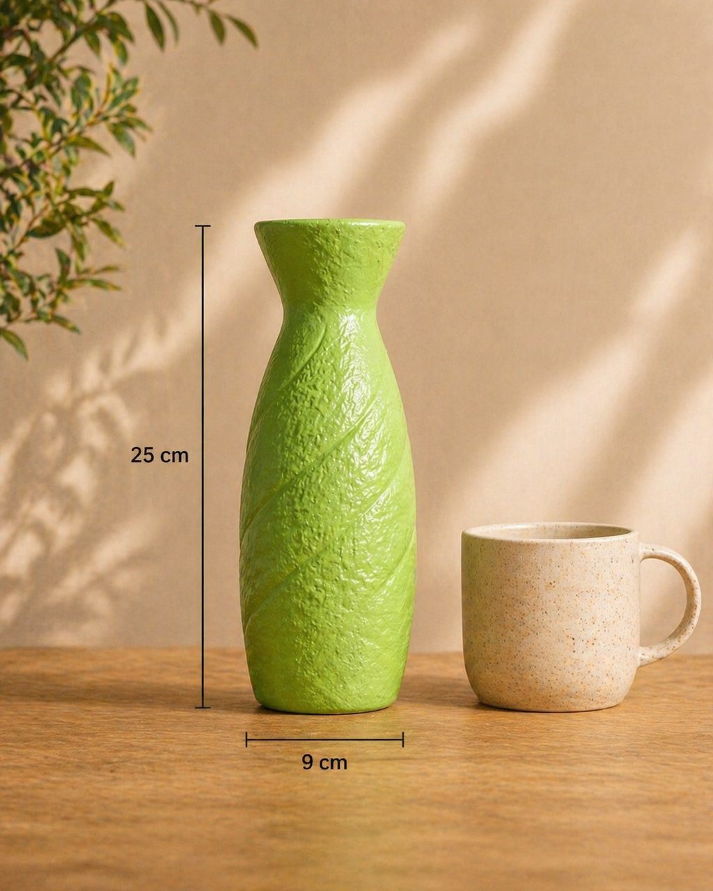 Verdant Ripple - Handcrafted Textured Decorative Vase